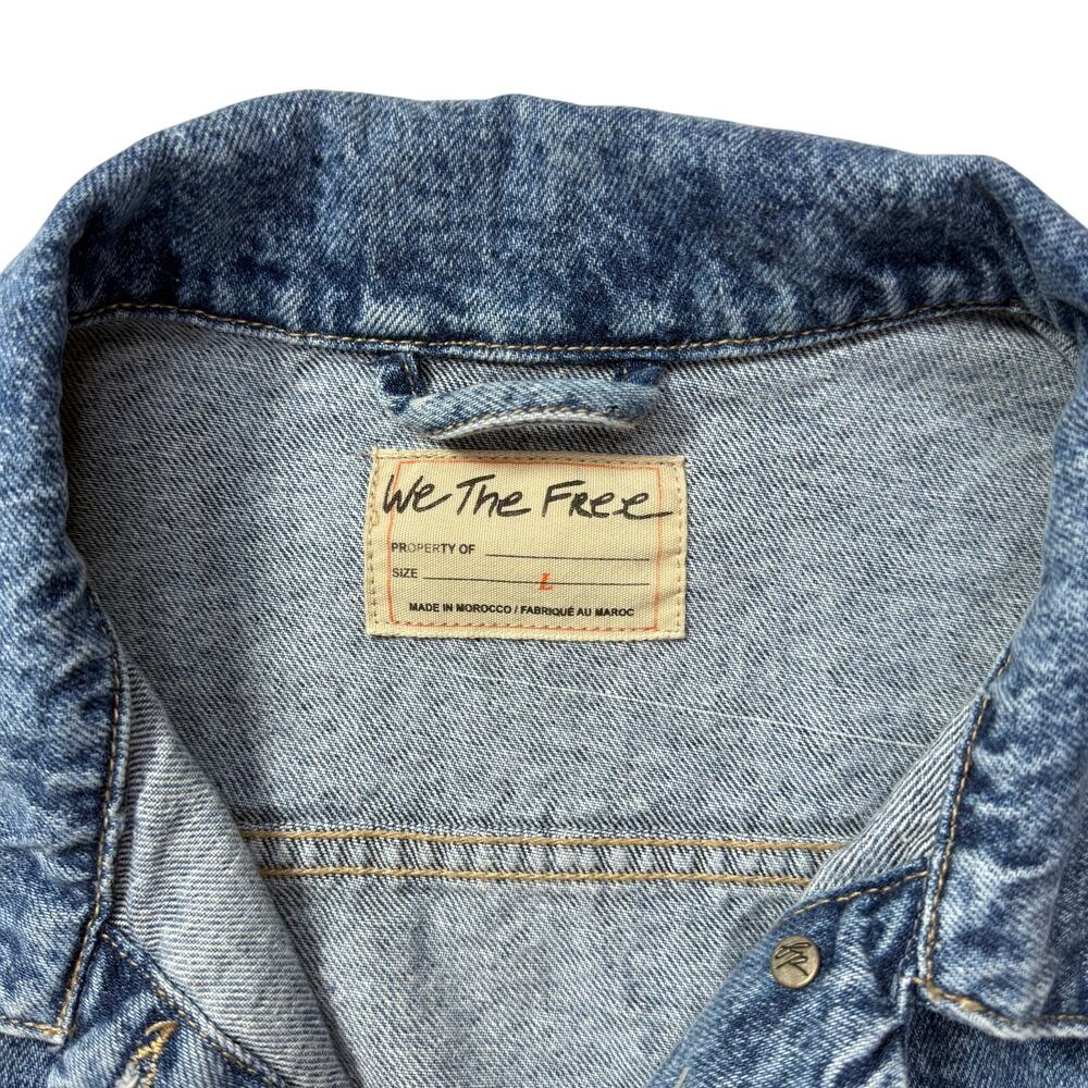 Free People We The Free Rumors Cropped Denim Jacket 100%Cotton Classic/Modern - Picture 14 of 16